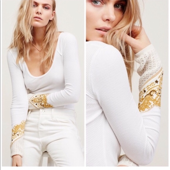 Free People Tops - Free People Bandana Cuff Thermal Top